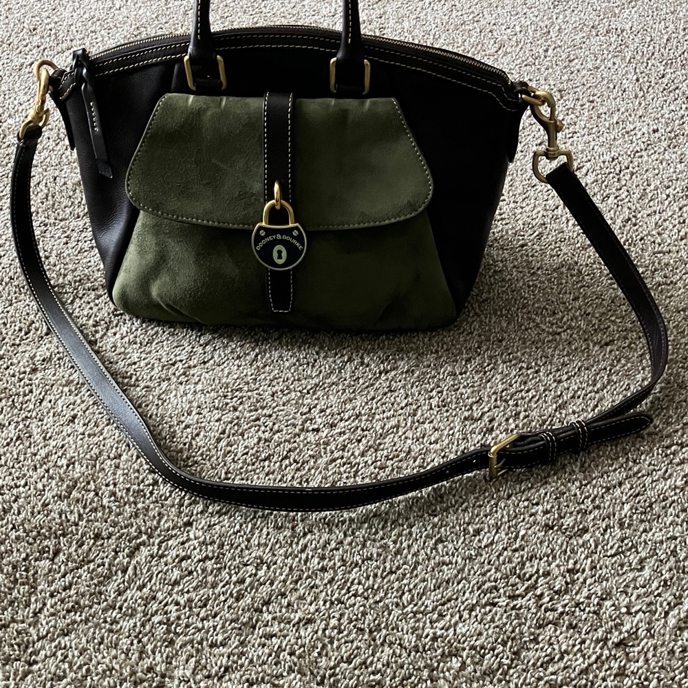 Dooney & Bourke Leather & Suede  Moss Green/Dk Brown Handbag